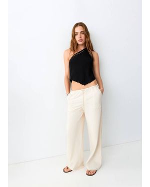 MANGO TEEN Asymmetric Sequin Top - White