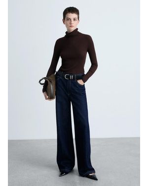 Mango Wool Blend Turtleneck Jumper - Blue