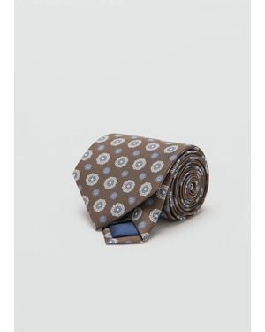 Mango 100% Silk Patterned Tie - Grey