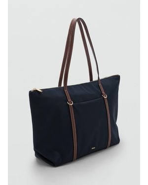 Mango Shopper Bag With Double Handle - Blue