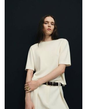 Mango Buckle Leather Belt - Brown