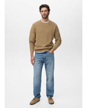 Mango 100% Cotton Structured Jumper - Blue