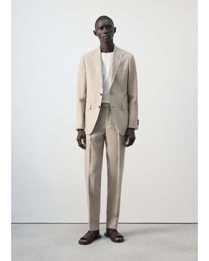 Mango Amalfi 100% Linen Slim-Fit Suit Jacket - White