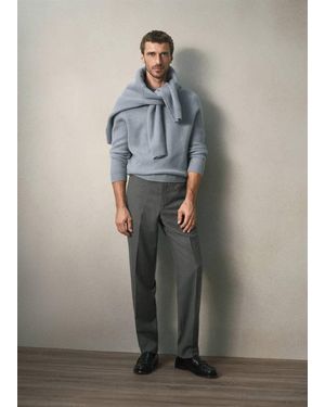 Mango Slim-Fit Virgin Wool Pants - Gray