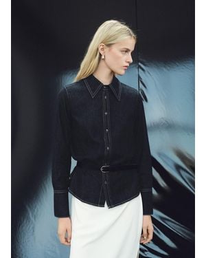 Mango Denim Shirt With Seams - Blue
