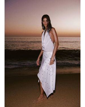 Mango Draped Sequin Neck Top - Brown