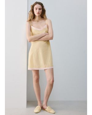Mango Short Nightdress 100% Cotton - Natural