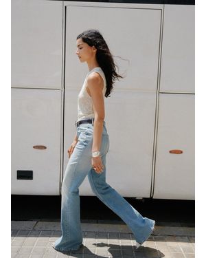 Mango Mid-Rise Flared Jeans - Grey