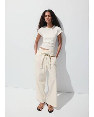 Mango Straight Trousers With An Asymmetric Waist - Natural