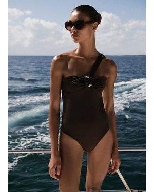 Mango Asymmetrical Swimsuit With Hoop - Black