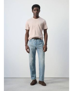 Mango Straight Fit Cotton-Linen Jeans - White