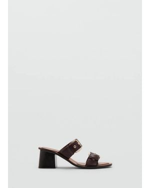 Mango Leather Heeled Sandals With Buckles - Brown