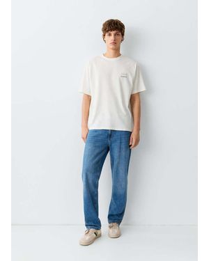 MANGO TEEN Printed Cotton-Blend T-Shirt - Blue