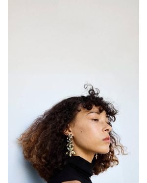 Mango Dangling Floral Earrings - Black