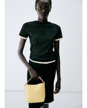 Mango Faux-Leather Bucket Handbag - Natural