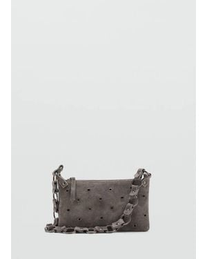 MANGO TEEN Leather Shoulder Bag With Eyelets - Grey