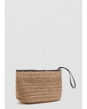 Mango Pochette Fibra Naturale - Grigio