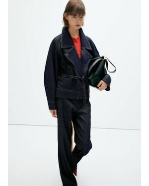 Mango Belt Denim Trench - Blue