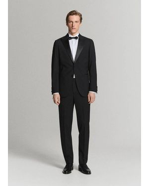 Mango Slim-Fit Tuxedo Jacket - Black