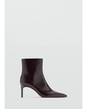 Mango Patent-Effect Pointed-Toe Ankle Boot Burgundy - White