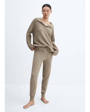Mango Knit Jogger-Style Pants - Natural