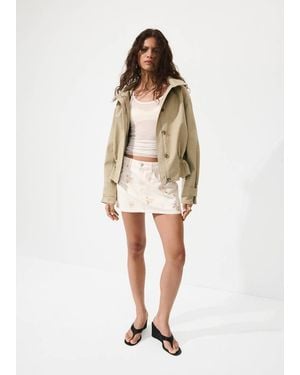 Mango Floral Embroidery Skirt - Natural