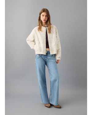 MANGO TEEN Embroidered Quilted Jacket - Blue