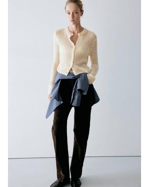Mango Cardigan Punto Aperto Grezzo - Bianco