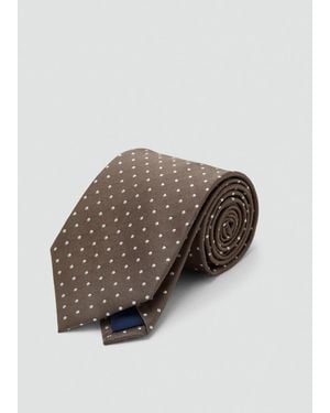 Mango Polka-Dot Silk Tie - Brown