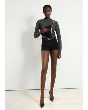Mango Pull À Col Montant Orné De Perles Gris Anthracite - Noir