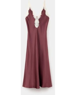 Mango Satin Lace Dress - Red
