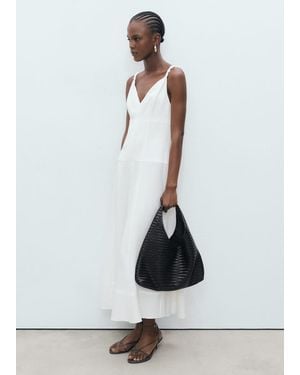 Mango V-Neckline Long Dress - White