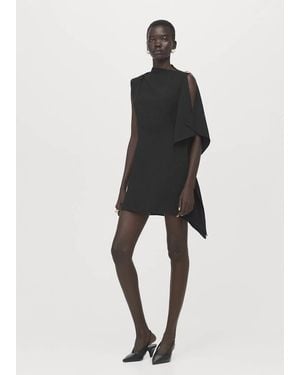 Mango Short Asymmetrical Sleeve Dress - Black