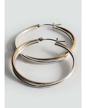 Mango Orecchini Doppio Anello Bicolore Oro - Grigio