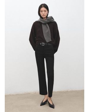 Mango Straight-Cut Crop Trousers - Black