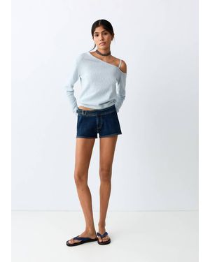 MANGO TEEN Belted Mini Shorts - Blue