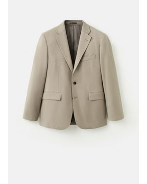 Mango Milan Slim-Fit Suit Jacket - Natural