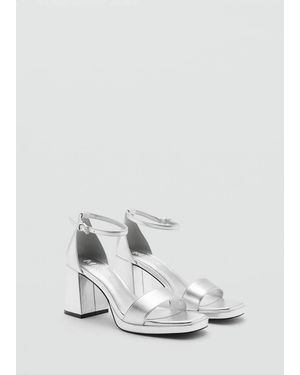 MANGO TEEN Metallic Heel Sandals - White