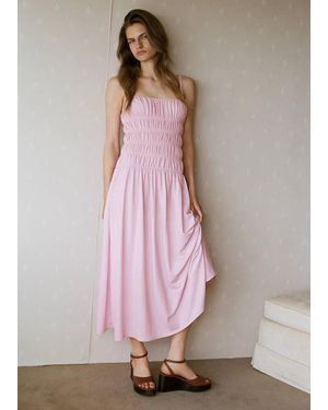 Mango Ruched Long Dress - Pink