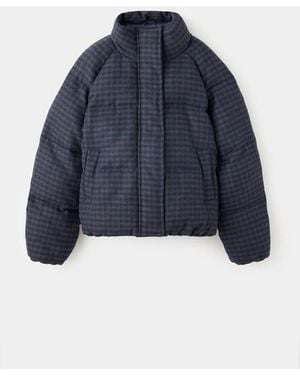 MANGO TEEN Check Padded Anorak - Blue