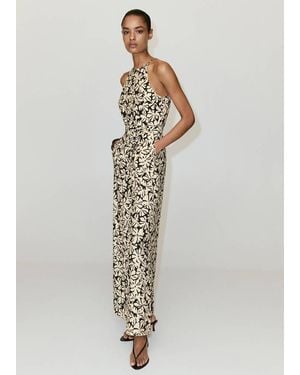 Mango Floral Print Jumpsuit With Belt - White