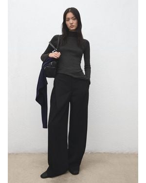 Mango Jumper With Asymmetrical Turtleneck - Black