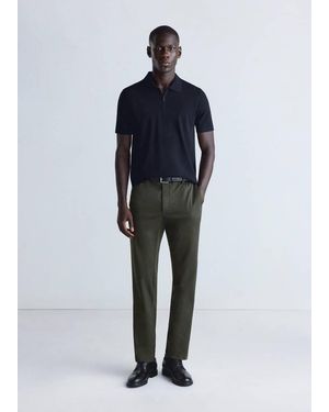 Mango Slim-Fit Thermoregulating Wool-Blend Trousers - Blue