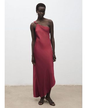 Mango Asymmetrical Satin Dress - Red