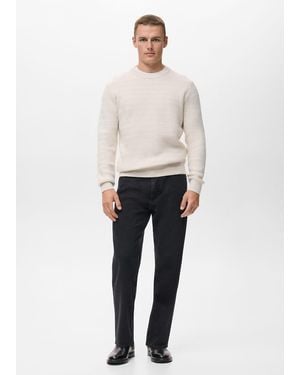 Mango Structured Knitted Sweater - White