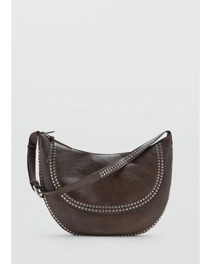 Mango Studded Shoulder Bag - Grey