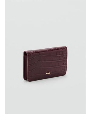 Mango Small Shiny Croc-Effect Wallet - Purple