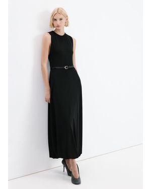 Mango Flared Cotton Dress - Black