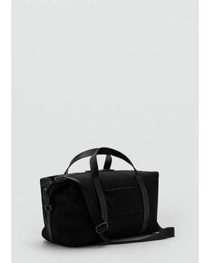 Mango Combined Leather Bowling Handbag - Black