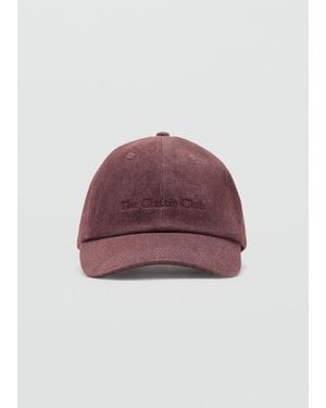 Mango Cotton Cap With Embroidered Slogan